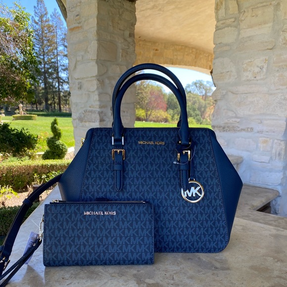 Michael Kors Charlotte Signature Satchel&wallet - Picture 1 of 14